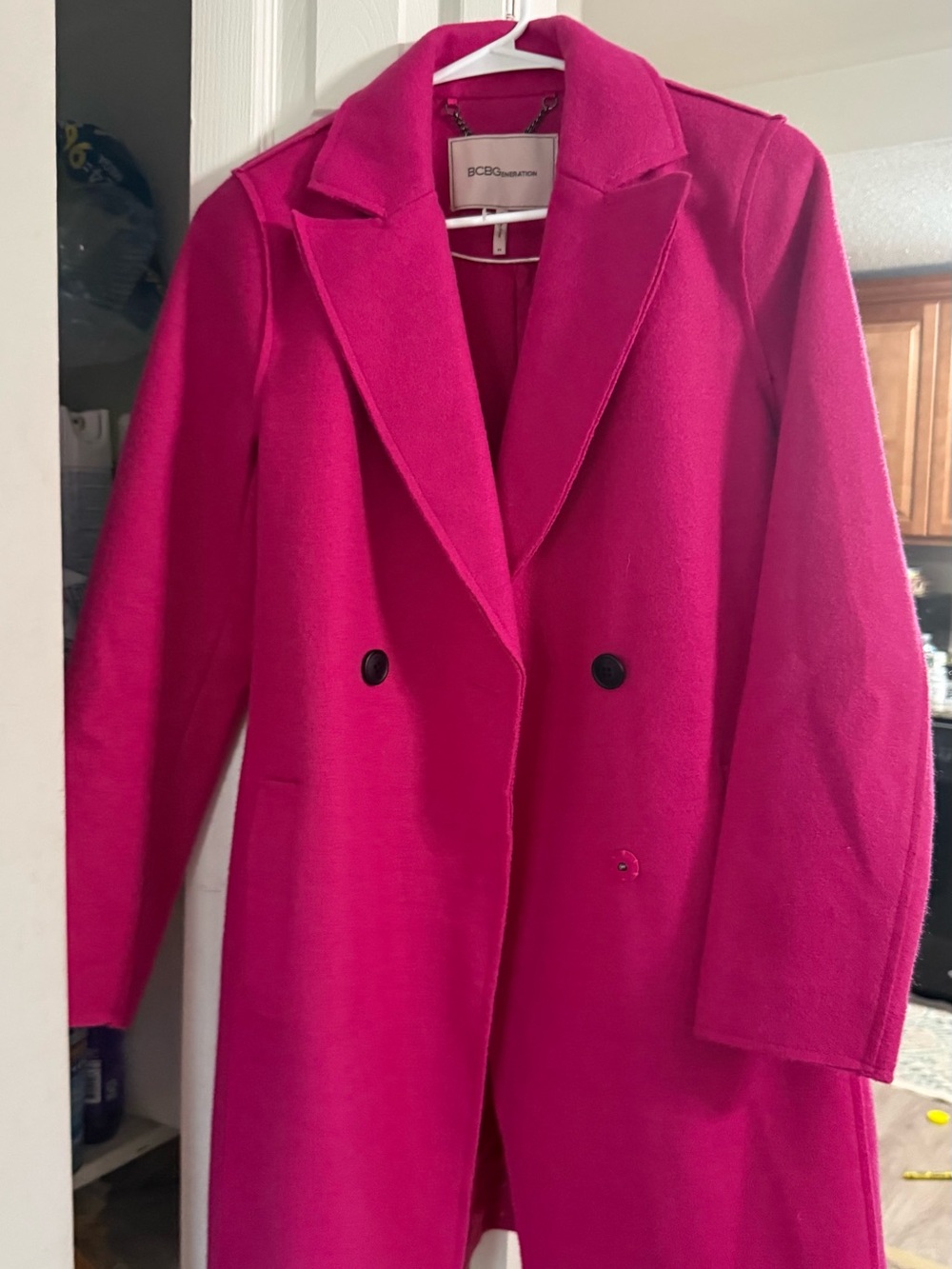 BCBGeneration Bright Fuchsia Double-Breasted Trench Coat